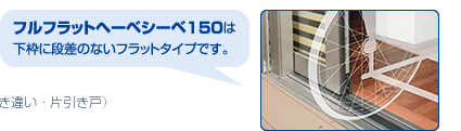 フルフラットへーべシーベ150は下枠に段差のないフルフラットタイプです。